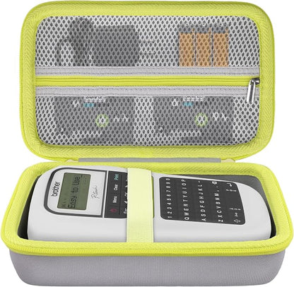 Label Printer Case Compatible with Brother P-Touch PTH110BP/PTH110/PTH111 Pro Label Maker(Gray Case,Green Zipper)