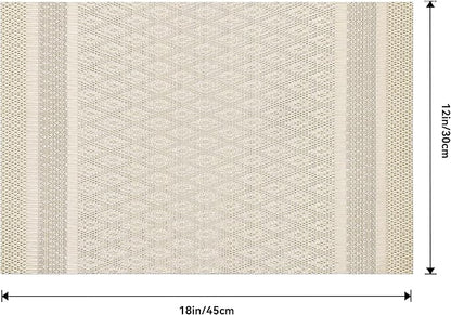 Leetaltree Stardust Yellow Placemats Set of 6 - Heat Resistant Non-Slip Place mats for Dining Table, Washable Durable PVC Vinyl Woven Table Mats（Stardust Yellow, 6）