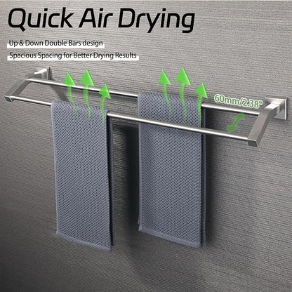 Alise Double Towel Bar, 28 Inch Towel Rack for Bathroom Wall Mounted, SUS304 Stainless Steel Bathroom Towel Holder Joining Process Towel Rail for Bathroom, Brushed Nickel