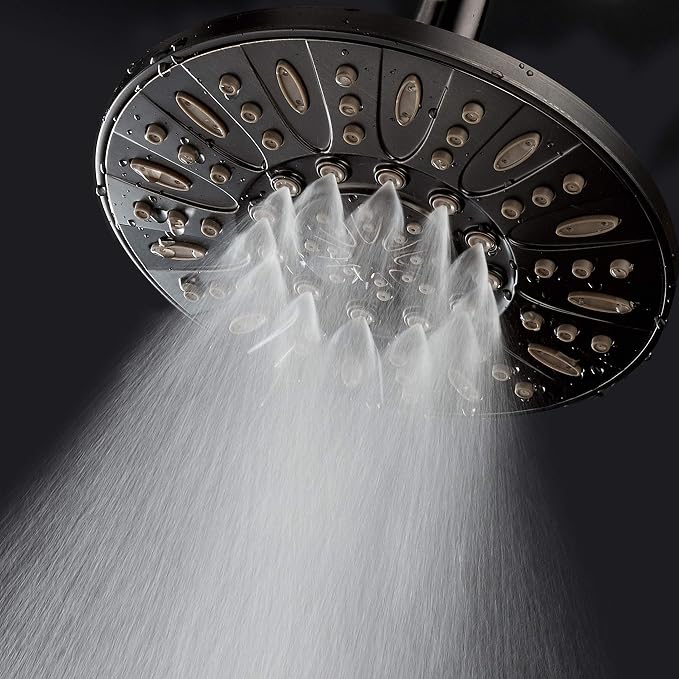 AquaDance Oil Rubbed Bronze High Pressure 6-Setting 7" Rain Shower Head – Angle Adjustable, Anti-Clog Showerhead Jets, Tool-Free Installation-USA Standard Certified-U.S. Brand – 1.8 GPM