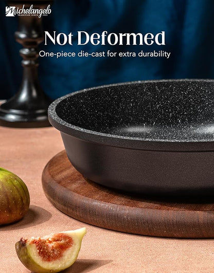 MICHELANGELO Nonstick Frying Pan - 8-Inch Non Stick Small Frying Pan with Silicone Handle | Easy to Clean, All Stovetops Compatible, Durable for Use