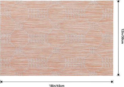Leetaltree Coral Placemats Set of 4 - Heat Resistant Non-Slip Place mats for Dining Table, Washable Durable PVC Vinyl Woven Table Mats（Coral, 4）