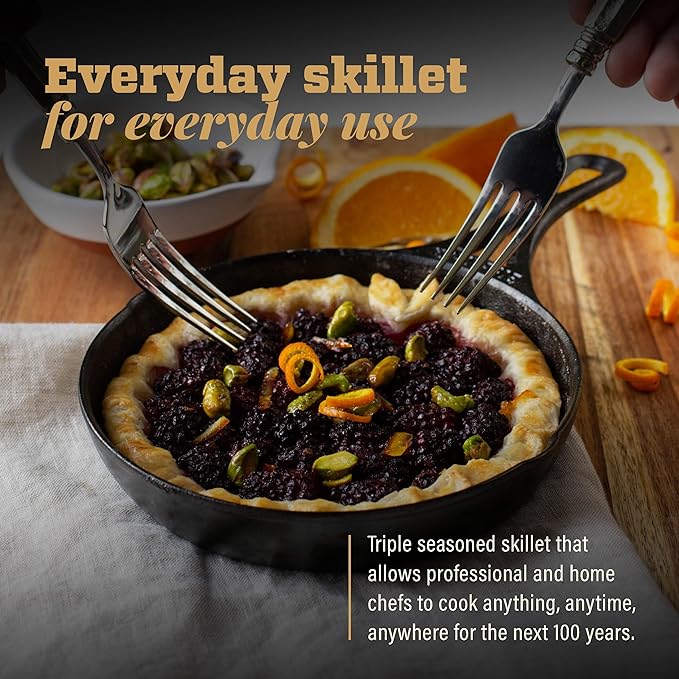 Lodge Blacklock 7" Triple Seasoned Cast Iron Skillet - Lightweight - Easy Cleanup - Premium Cookware