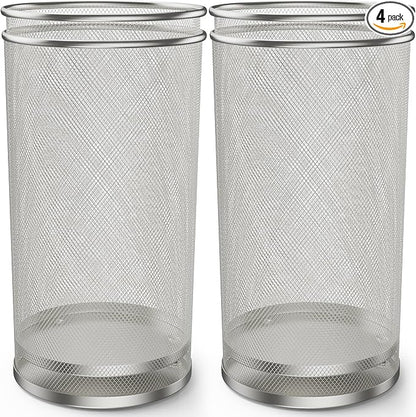 19.5" H Mesh Umbrella Stand - Ventilated Mesh Umbrella Holder for Entryway - Extra Capacity Storage for Umbrellas Canes & More - Freestanding Indoor Organizer 10.4" L x 10.4" W x 19.5" H - 4P Silver