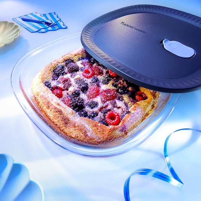 Tupperware Voila Glass Square Food Storage – Airtight Baking Dish, 1.7 qt / 1.6 L