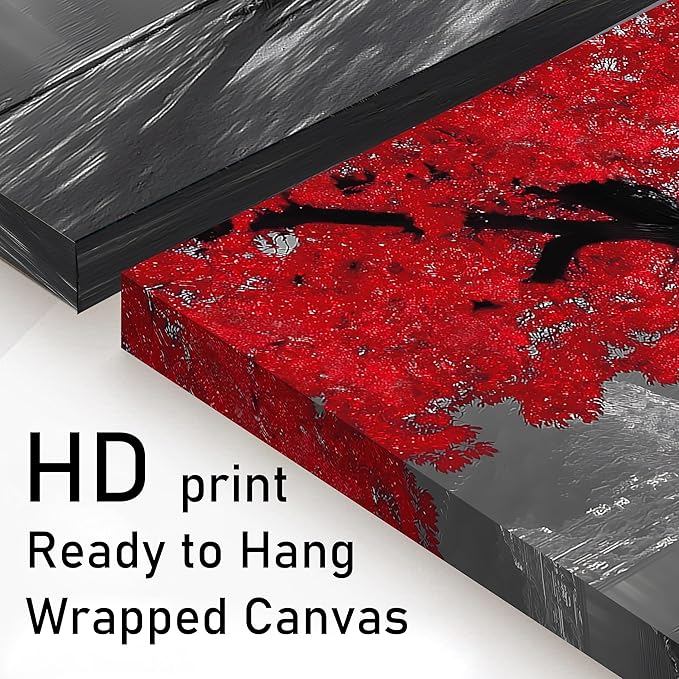 Tarfupth Black and White Red Large Tree of Life Wall Art for Living Room Mountain Artwork Landscape Lake Pictures for Bedroom Office Home Decor Modern Canvas Prints 20"x40"