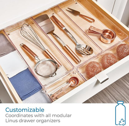 iDesign Recycled Plastic 5-Piece Kitchen Drawer Organizer Set - Linus Collection - Clear