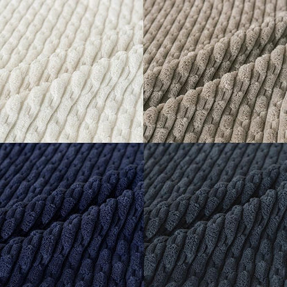 Set of 4 Navy White Taupe Decorative Throw Pillow Covers 20x20 Inch Corduroy Pillow Covers for Bed Couch Sofa Living Room Soft Square Cushion Cases