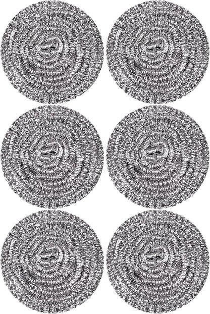 Carrie Joe Stainless Steel Scourer Heavy Duty Scrubber Pads Steel Wool Pack of 6,40g