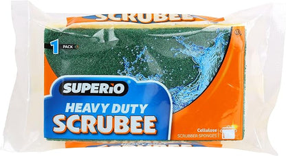 Scrubee Heavy Duty Scrub Sponge with Scouring Pad, Kitchen Dishwashing, Sink, Pot and Frying Pan Cellulose Scrubber Sponge Non Scratch. By Superio… (4.5" Sponge)