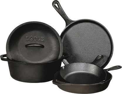 Lodge 2 Quart Pre-Seasoned Cast Iron Dutch Oven with Lid - Dual Handles - Use in the Oven, on the Stove, on the Grill or over the Campfire - Black