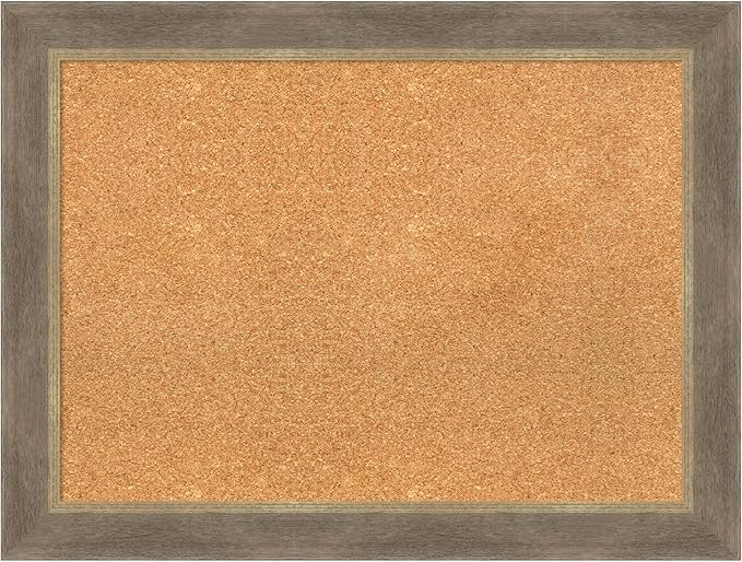 Amanti Art Natural Cork Board for Wall, 25x33 Vision Board with Brown Wood Frame, Medium Corkboard Office Decor for Home Organization, Coastal Corkboard Pinboard to display items for home organization