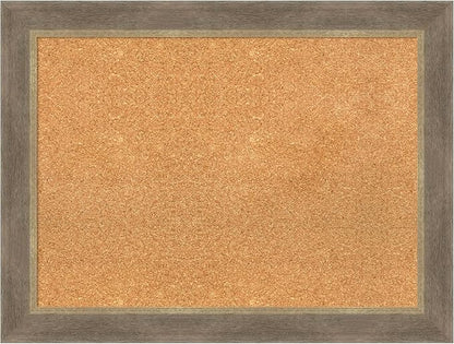 Amanti Art Natural Cork Board for Wall, 25x33 Vision Board with Brown Wood Frame, Medium Corkboard Office Decor for Home Organization, Coastal Corkboard Pinboard to display items for home organization