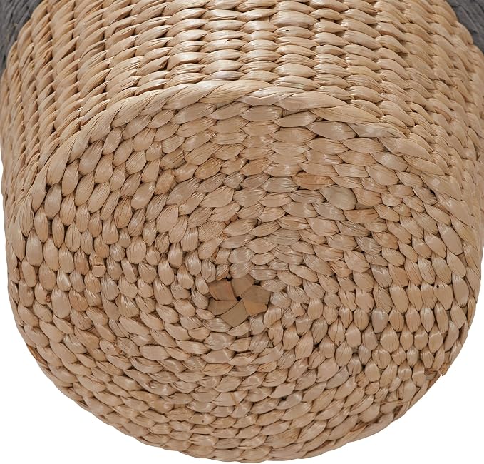Household Essentials 2‑Tone Cattail Waste Bin with Handwoven Fibers and Metal Frame, Natural and Cream