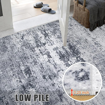 10x14 Area Rug Living Room Rug: Washable Modern Abstract Soft Thin Rug Indoor Floor No Slip Stain Resistant Carpet for Bedroom Dining Room Farmhouse Nursery Home Office - Grey