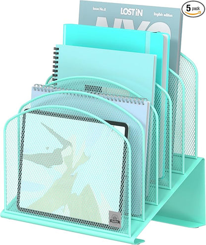 Delifox Inclined Desk File Organizer,Vertical File Folder Holder Stand Metal Rack File Sorter for Office Classroom Desktop Organization