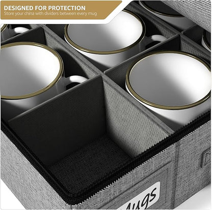 Sorbus Coffee Mug Organizer - Storage Case with Hard Shell, Label Windows, Handles & Dividers (Fits 12 Mugs)