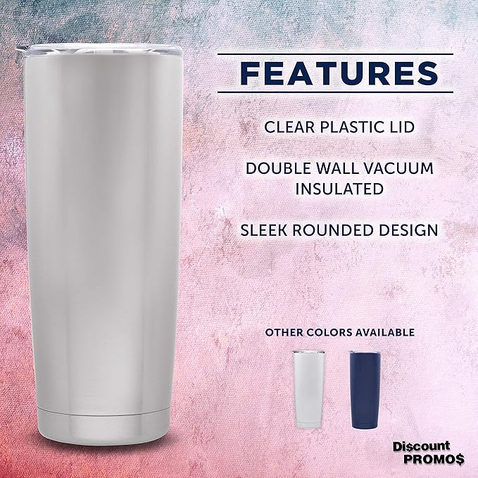 DISCOUNT PROMOS Pipette Stainless Steel Coffee Tumblers 20 oz. Set of 6, Bulk Pack - Double Wall, Perfect for Coffee, Hot Cocoa, Other Hot & Cold Beverages - Silver