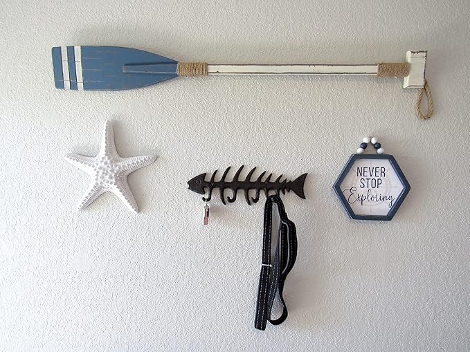 Wallcharmers Large Fish Bone Key, Leash, & Towel Holder | Nautical Home & Wall Decor