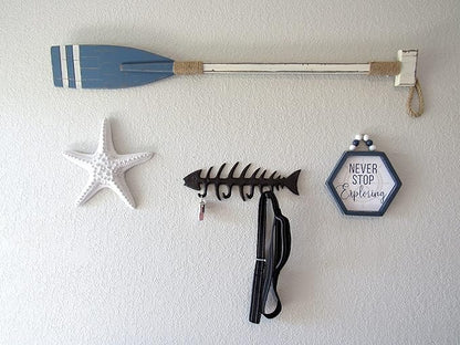 Wallcharmers Large Fish Bone Key, Leash, & Towel Holder | Nautical Home & Wall Decor