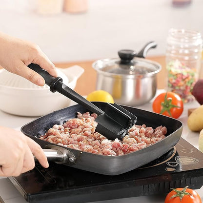 Meat Chopper Masher for Ground Beef and Hamburger Meat, Heat Resistant 5 Curved Blades Ground Beef Smasher, Nylon Meat Spatula Hamburger Chopper, Mix and Chop Kitchen Tool