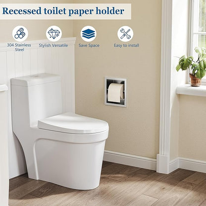 Neodrain Brushed Nickel Recessed Toilet Paper Holder - 304 Stainless Steel Built-in Wall Mount Bathroom Toilet roll Holder Tissue Dispenser for Mega Rolls (Brushed)