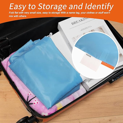 Polecasa Extra Heavy-Duty Laundry Bag 28x36”- Machine Washable Large Storage Bag with Reinforced Handles & Drawstring Closure & ID Tag for College Dorm Travel -Gulf Blue