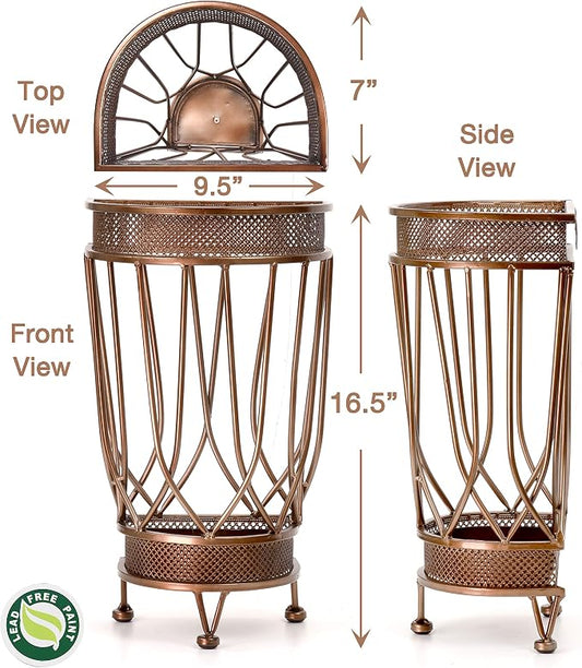 Dualplex Super Quality Umbrella Stand, Umbrella Holder, Antique Look Metal Entry Hallway Décor, Wallside Style w/Removable Drip Tray Home Office Decoration Rack Holds Umbrellas Canes Walking Stick