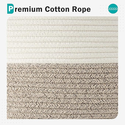 Cotton Rope Laundry Basket by YOUDENOVA, 58L Woven Collapsible Laundry Hamper, Clothes Hamper with Reinforced Handles in the Laundry Room, Bedroom, Bathroom, Brown