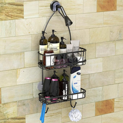 Simple Houseware Bathroom Hanging Shower Head Caddy Organizer, Black (24 x 10.2 x 4.25 inches)