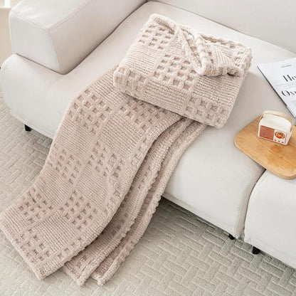 90x90 Inch Brown Waffle Queen Blanket - Soft & Fluffy Fleece, Neutral Tan Color, Cute & Aesthetic, Perfect for Sofa, Couch, Bed, Living Room & Bedroom, All-Season Use, Plush & Cozy Decorative Blanket