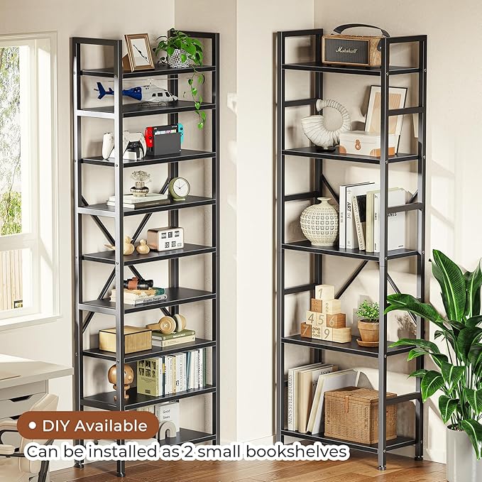 SUPERJARE Triple Bookshelf, Bookcase with 14 Open Display Shelves, Wide Book Shelf Book Case for Home & Office, 5 Tier, Black