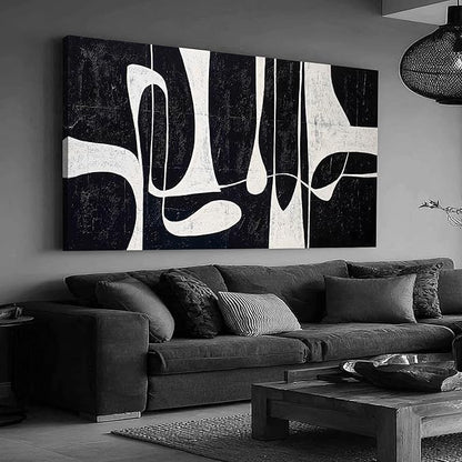 Tarfupth Black and White Abstract Wall Art for Living Room Minimalist Line Large Canvas Artwork for Bedroom Home Office Wall Decor Modern Canvas Prints 29"x58"