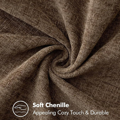 MIULEE Pack of 2 Couch Throw Pillow Covers 20x20 Inch Brown Farmhouse Decorative Pillow Covers with Stitched Edge Soft Chenille Solid Dyed Pillow Covers for Sofa Bed Living Room