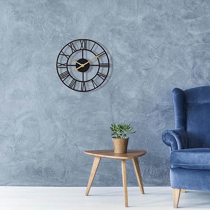 Sorbus Large Wall Clock for Living Room Decor - 12 inch Big Wall Clock Decorative - Battery Operated - Roman Numeral Analog Large Clock for Bedroom, Room, Home, Kitchen, Office, Wall Decor (Black)