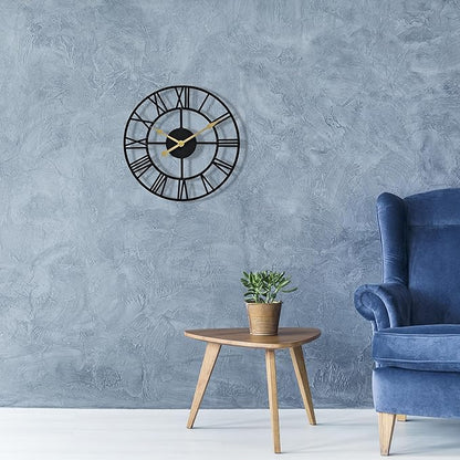 Sorbus Large Wall Clock for Living Room Decor - 12 inch Big Wall Clock Decorative - Battery Operated - Roman Numeral Analog Large Clock for Bedroom, Room, Home, Kitchen, Office, Wall Decor (Black)