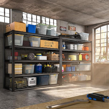 REIBII 48.2'' W Garage Shelving, 3010LBS Storage Shelves Heavy Duty, 5 Tier Adjustable Metal Shelving Unit for Warehouse, Garage, Basement, 48.2" W x 24.5" D x 72" H
