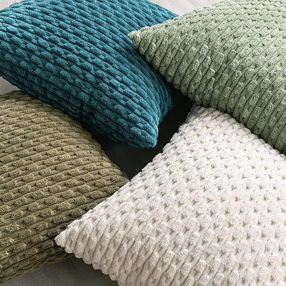 Set of 4 Teal Decorative Throw Pillow Covers 12x20 Inch Corduroy Pillow Covers for Bed Couch Sofa Living Room Soft Cushion Cases