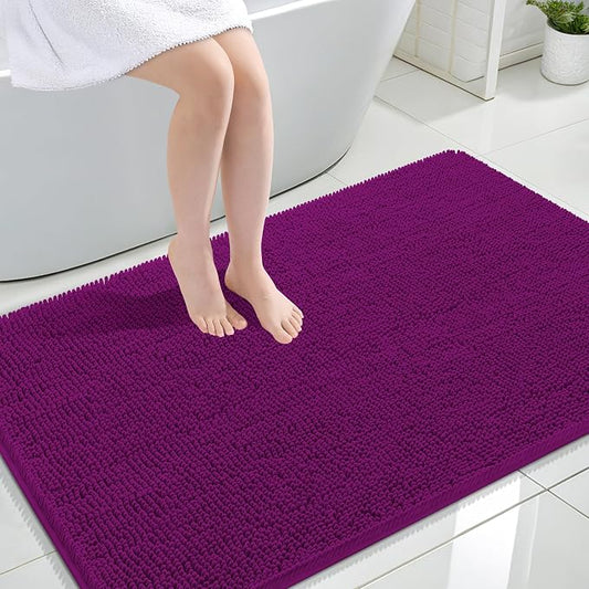 OLANLY Large Bathroom Rugs 44x32, Extra Soft Absorbent Chenille Bath Rugs, Rubber Backing Quick Dry, Machine Washable Bath Mats for Bathroom Floor, Tub and Shower, Home Decor Accessories, Purple