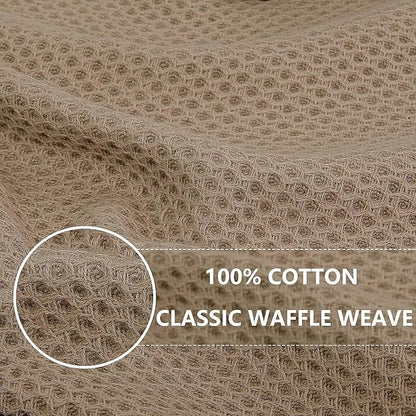 Homaxy 100% Cotton Waffle Weave Kitchen Dish Cloths, Ultra Soft Absorbent Quick Drying Dish Towels, 12 x 12 Inches, 24-Pack, Tan
