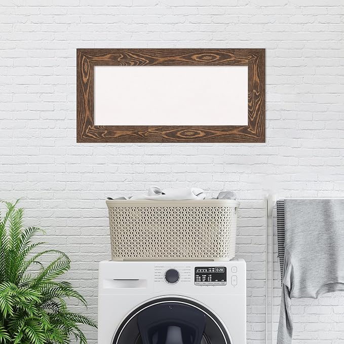 Amanti Art White Cork Board for Wall, 18x36 Vision Board with Brown Wood Frame, Medium Corkboard Office Decor for Home Organization, Country Rustic Corkboard Pinboard to Display Items for Home