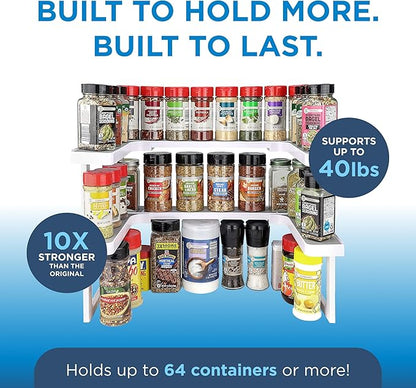 Spicy Shelf 3.0 - Expandable 2 Tiered Spice Rack Organizer for Cabinet & Pantry - Kitchen Seasoning Organizer - Cabinet Spice Racks for Inside Cabinets (Spicy Shelf Premium) - Home Organization