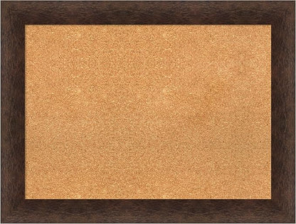 Amanti Art Natural Cork Board for Wall, 25x33 Vision Board with Brown Wood Frame, Medium Corkboard Office Decor for Home Organization, Casual Corkboard Pinboard to display items for home organization
