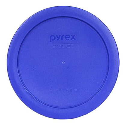 Pyrex 7201-PC Round 4 Cup Cadet Blue Plastic Storage Lid, Made in USA - 4 Pack