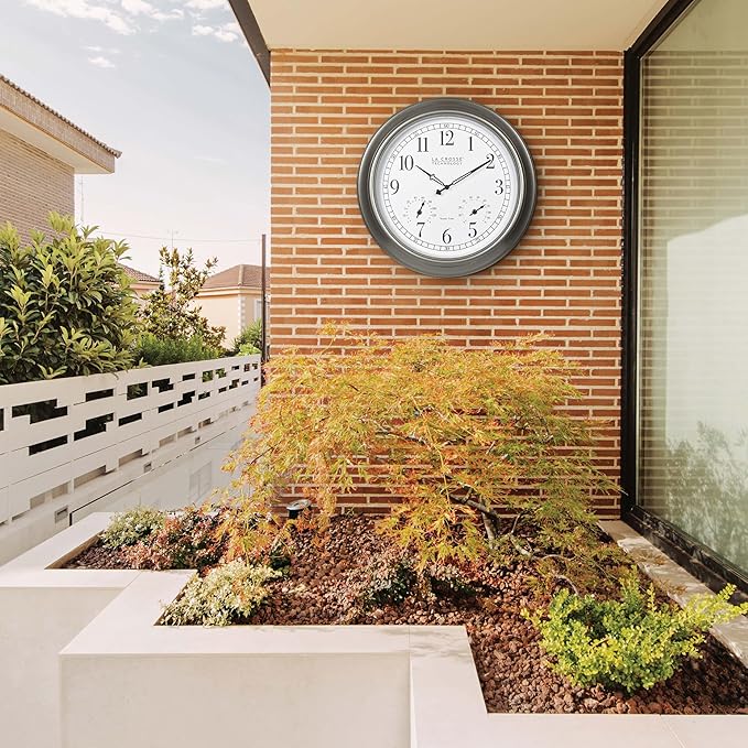 La Crosse Technology Atomic Analog Clock with Temperature and Humidity, 18" Dia. (404-00237)