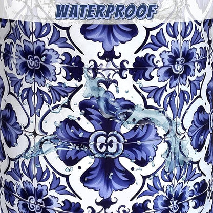 Blue and White Mexican Tile Laundry Basket Oxford Cloth Foldable Boho Laundry Hamper With Handle Portable Clothes Storage Organizer Basket 18.9x16.5 Inch Laundry Bag For Laundry Room/Bedroom/Bathroom