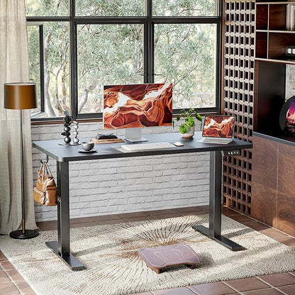TIQLAB Standing Desk 63 x 24 inch, Electric Height Adjustable with Splice Board, Sit Stand Desk, for Home Office, Black