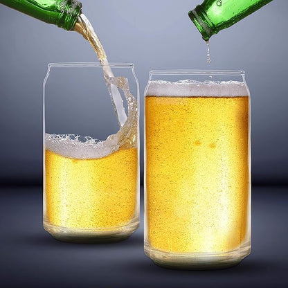 DISCOUNT PROMOS Beer Can Glasses Set of 10, 16 oz. Pint Sized, Soda Can Shape, Glassware, Clear