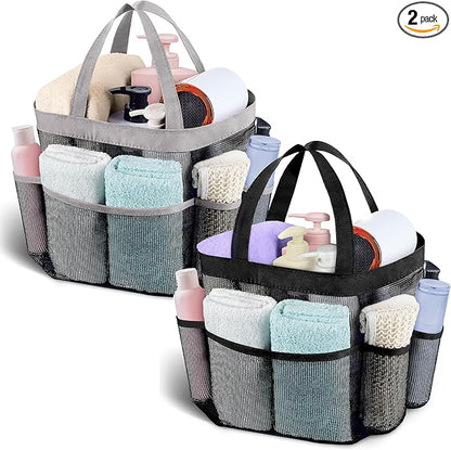 Attmu Mesh Shower Caddy Portable for College Dorm Room Camping Essentials, Shower Caddy Dorm with 9-Pockets, Large Capacity Hanging Basket Bathroom Bag for Toiletry, Swimming, Gym, Camp, Beach