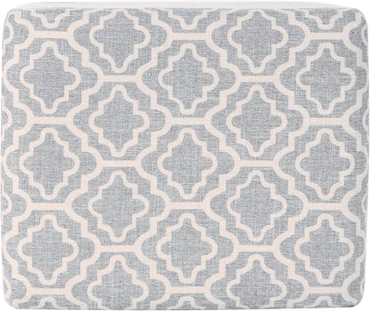 Spatial Order Home Decor | Upholstered MediumRectangular Storage Ottoman | Hinged Lid Ottoman with Storage for Living Room & Bedroom,Gray Geometric